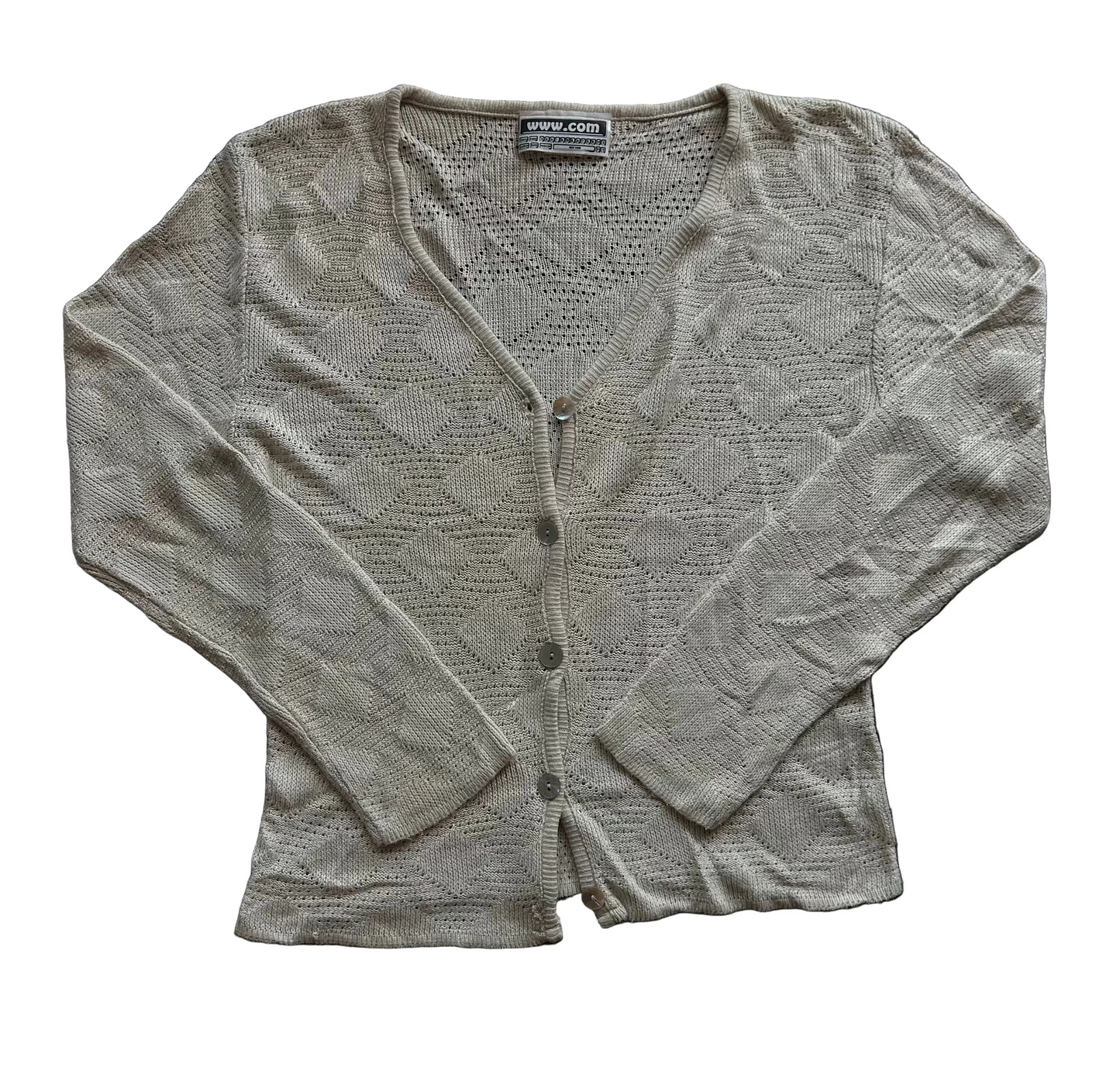 Beige Button Front Knit Cardigan