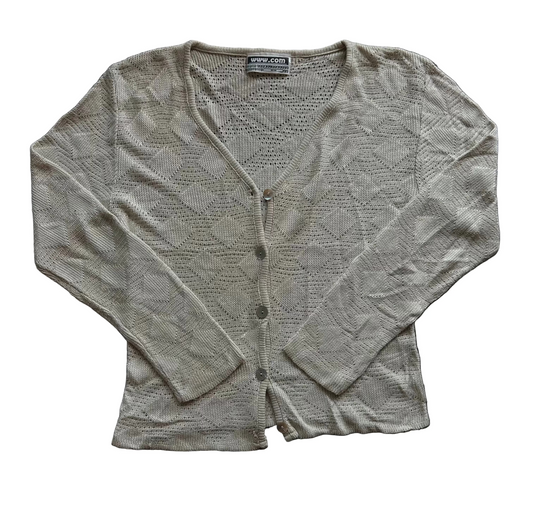 Beige Button Front Knit Cardigan