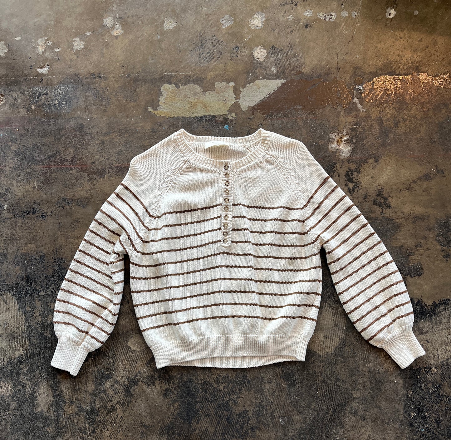 Sezane Striped Knit Henley Sweater