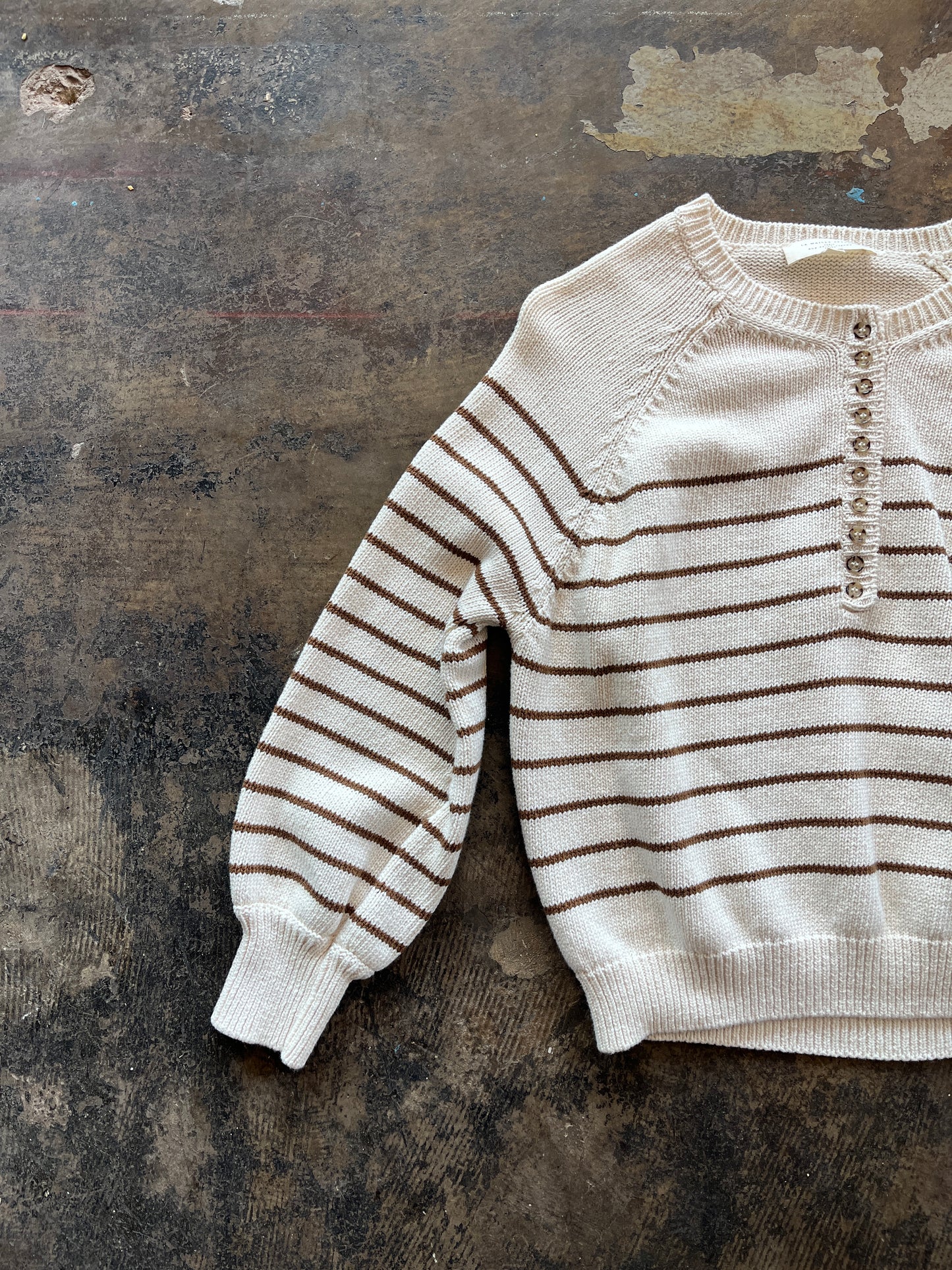 Sezane Striped Knit Henley Sweater