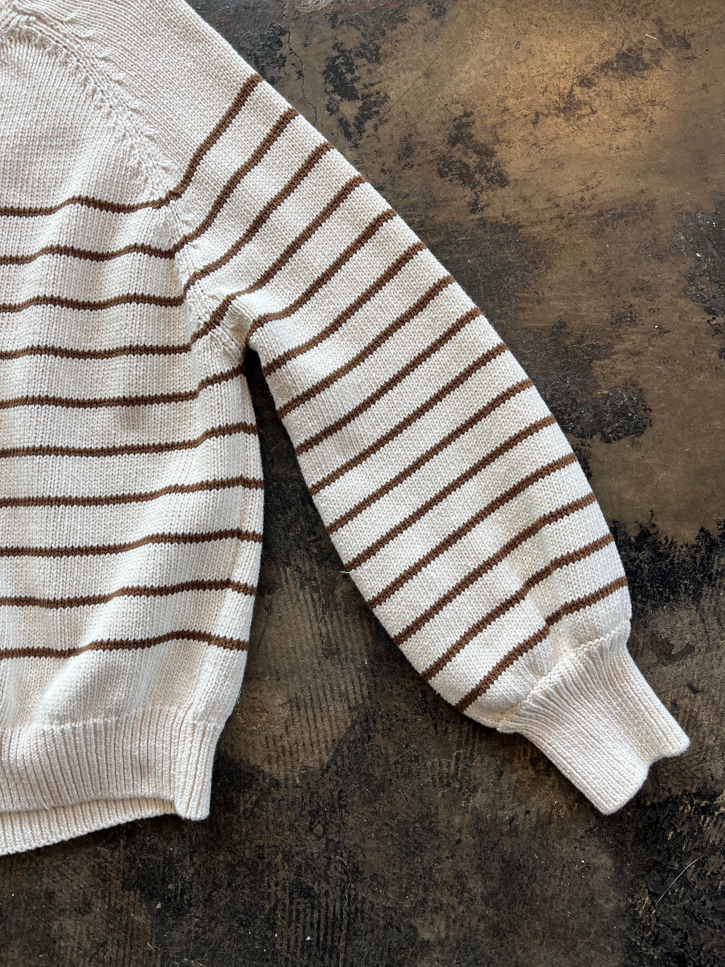 Sezane Striped Knit Henley Sweater