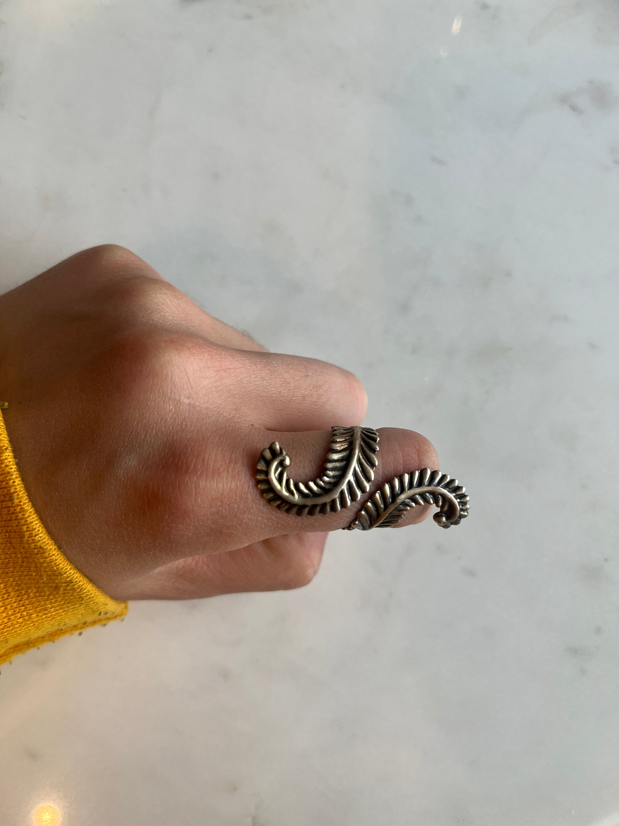 Wrapped Feather Silver Ring