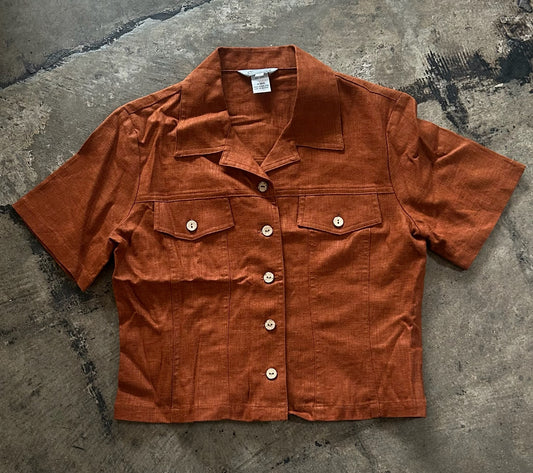 Burnt Orange Stonebridge Boxy Button Up