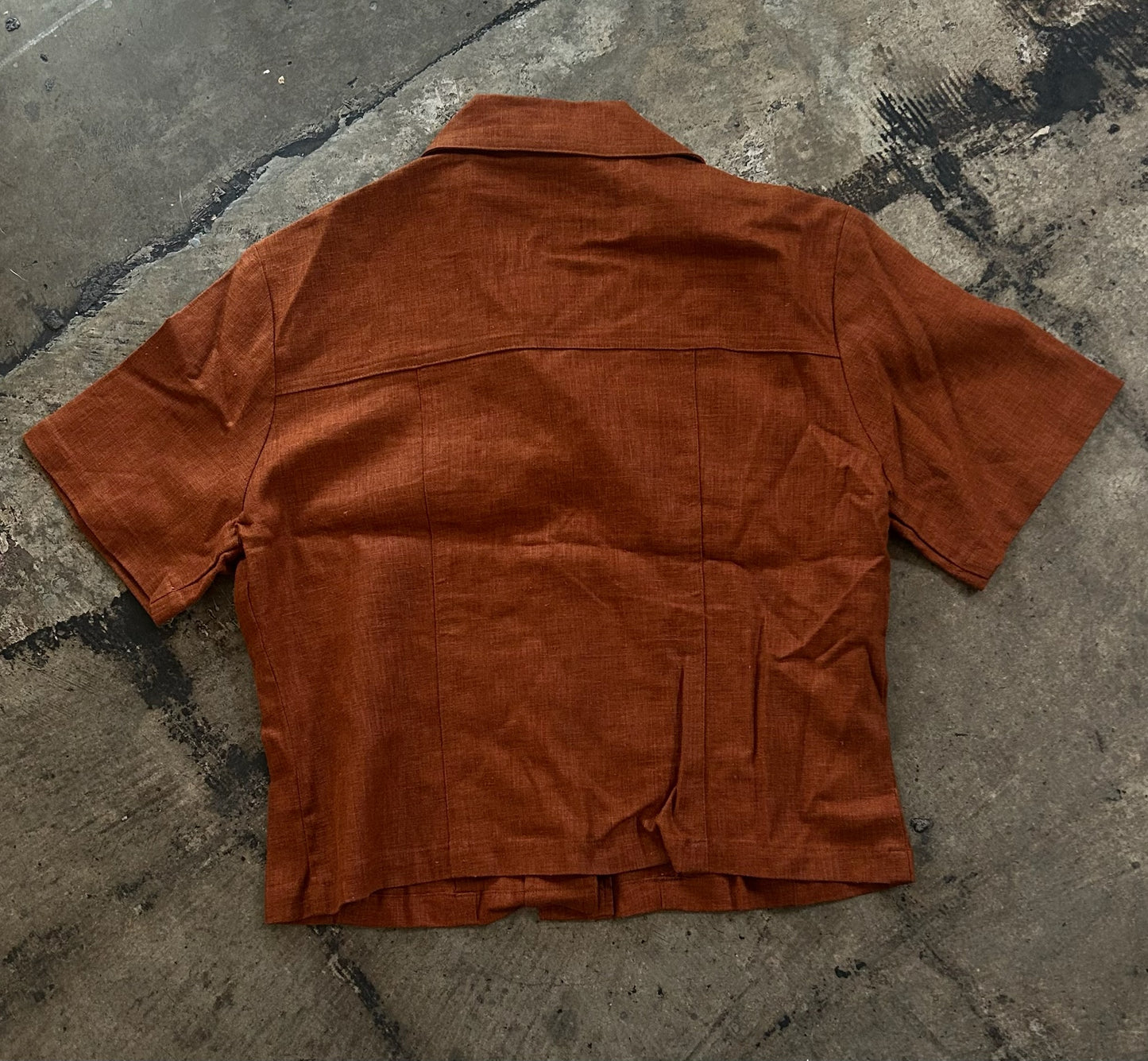 Burnt Orange Stonebridge Boxy Button Up