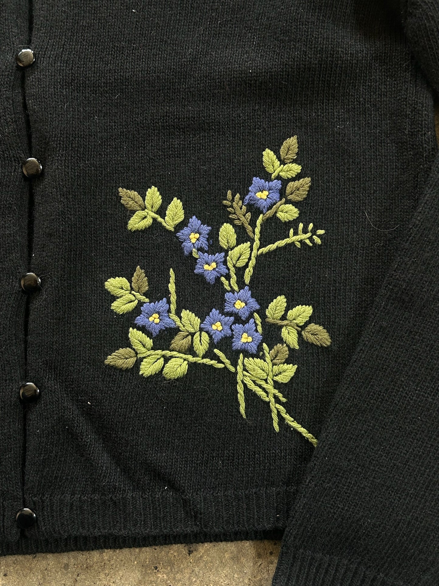 Black Floral Embroidered Cardigan