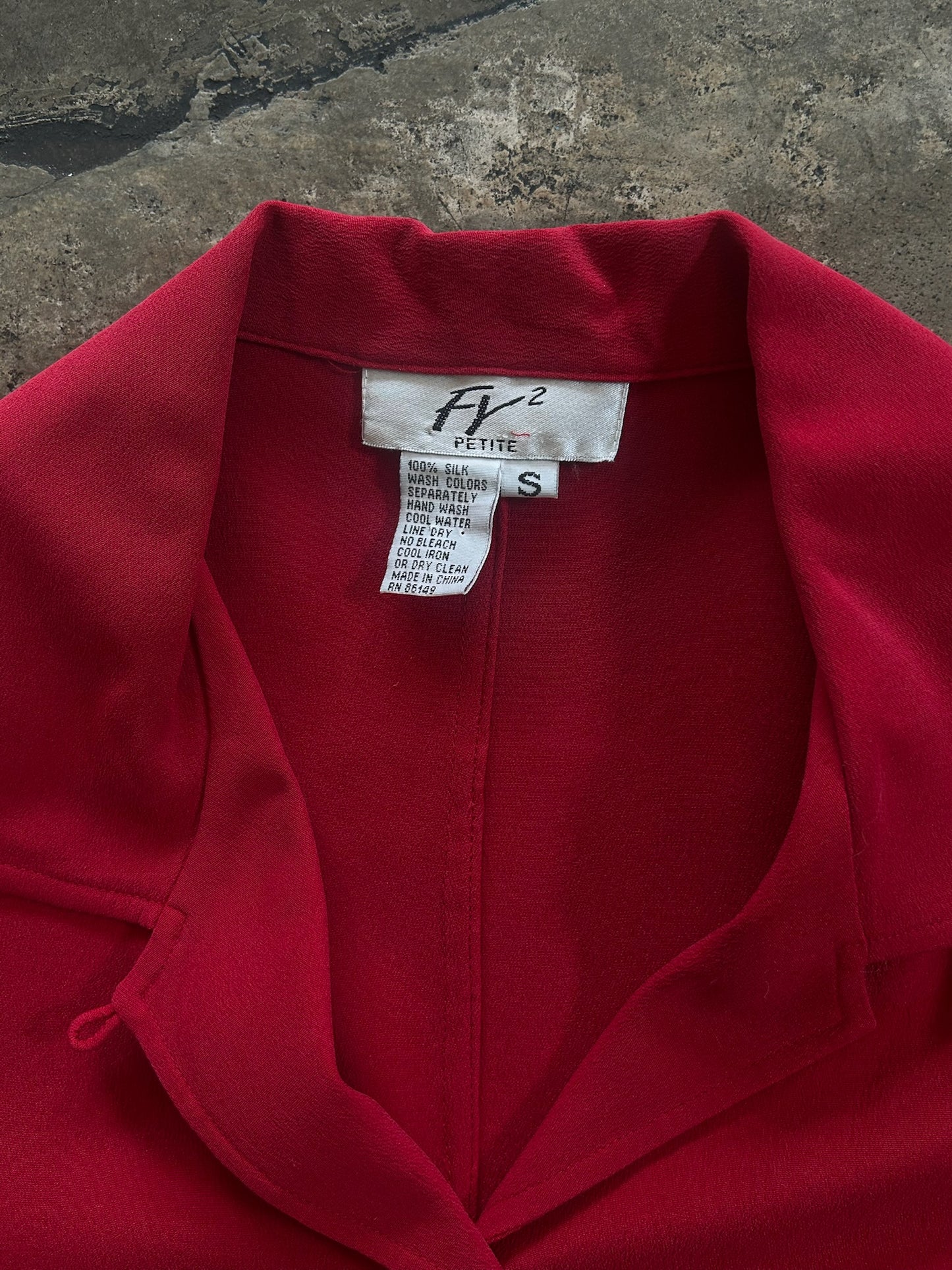 Red Cropped Button Front Blouse