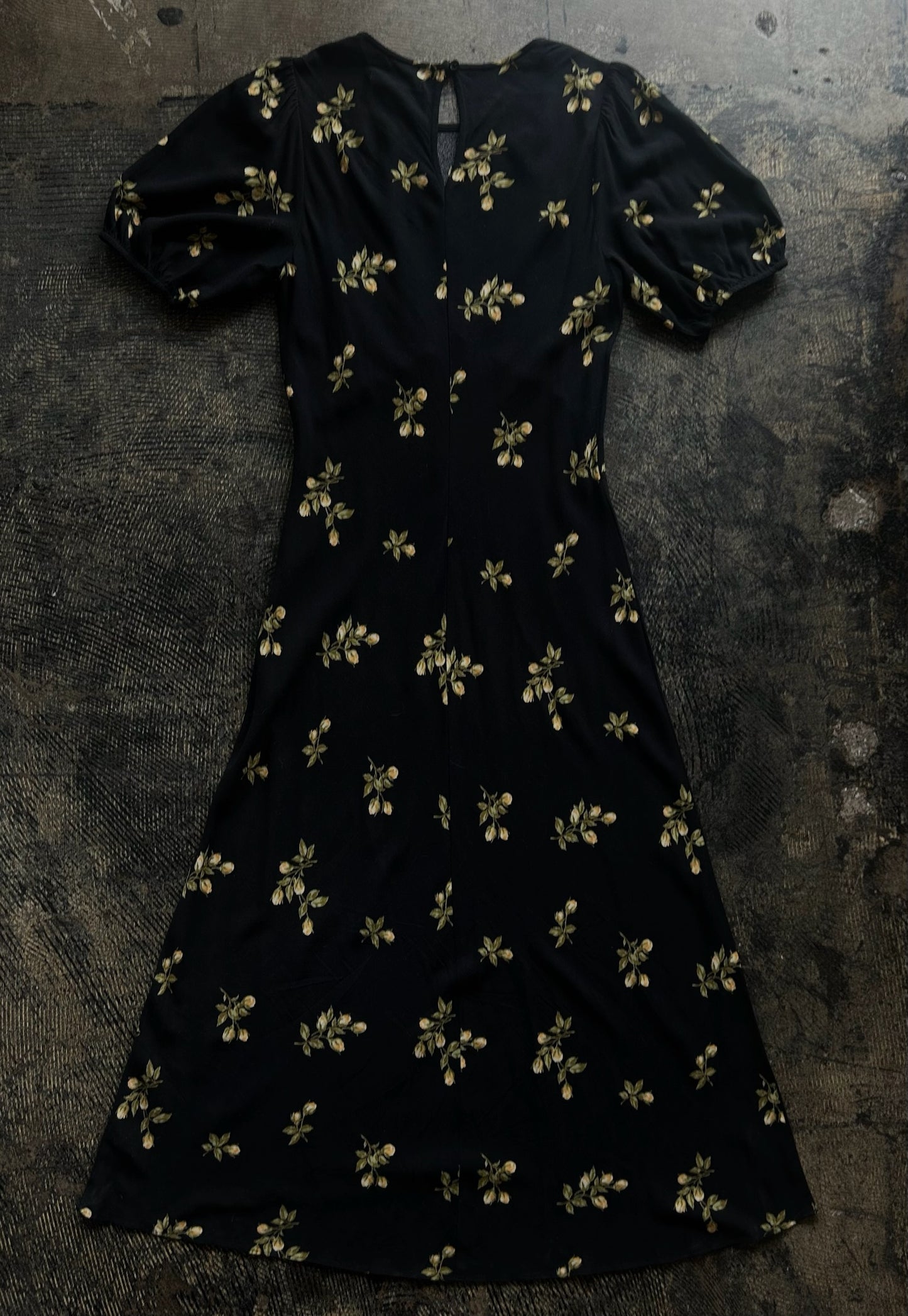 Black + Yellow Floral Reformation Maxi Dress