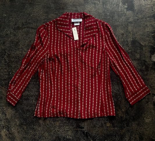 Red Chainlink Pattern Blouse