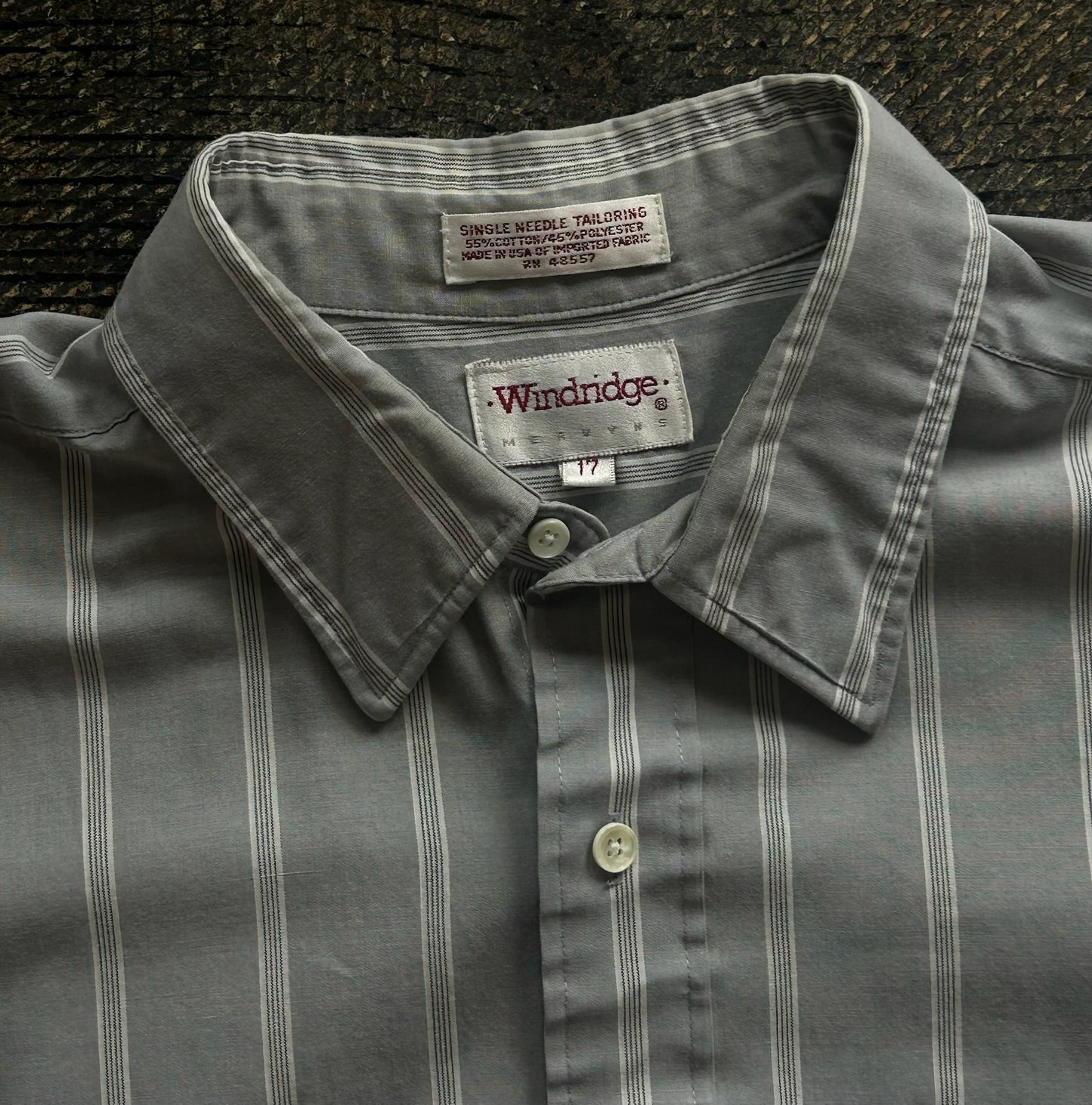 Gray Striped Short Sleeve Button Up