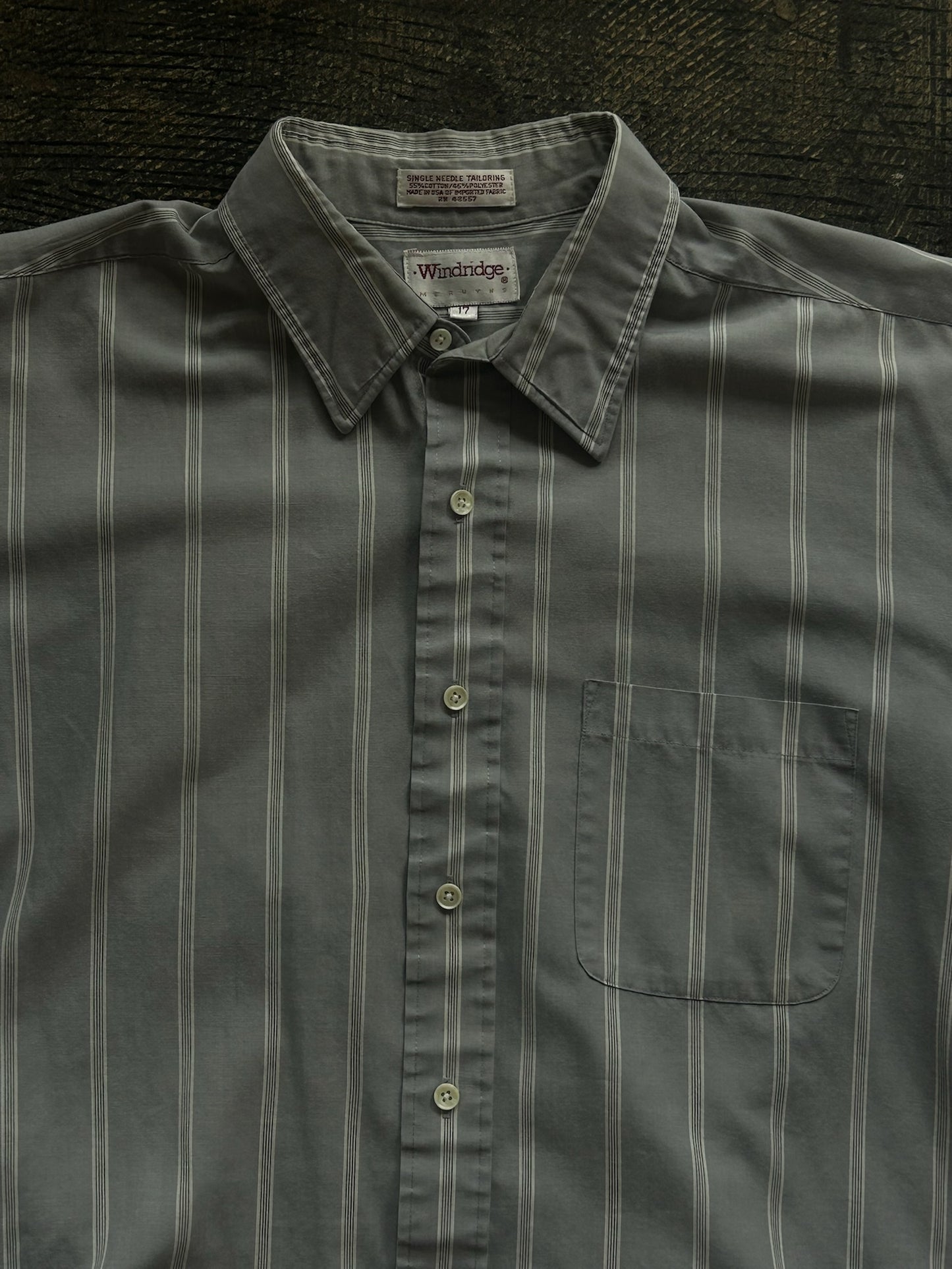 Gray Striped Short Sleeve Button Up