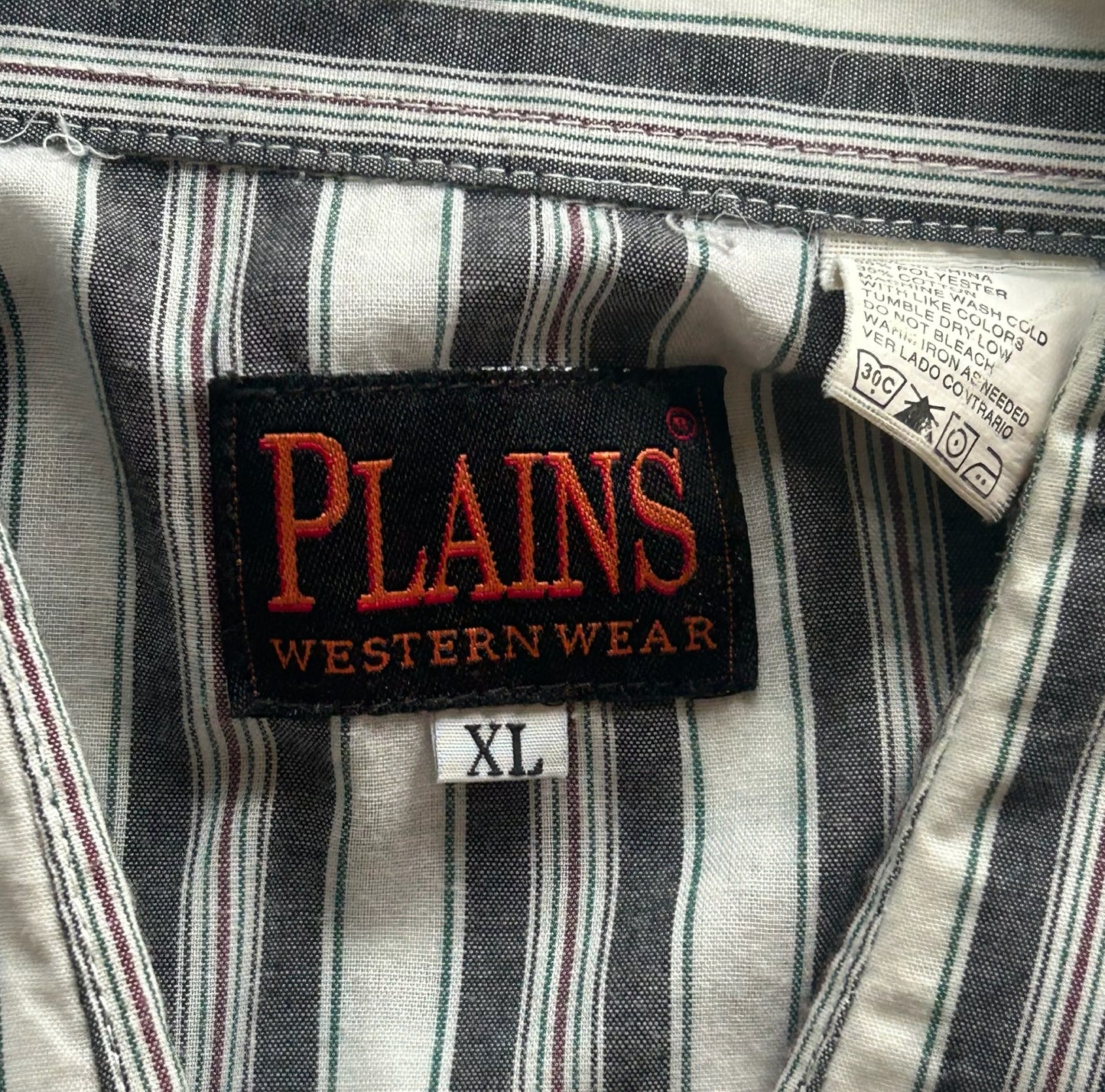 White Striped Plains Short Sleeve Pearl Snap