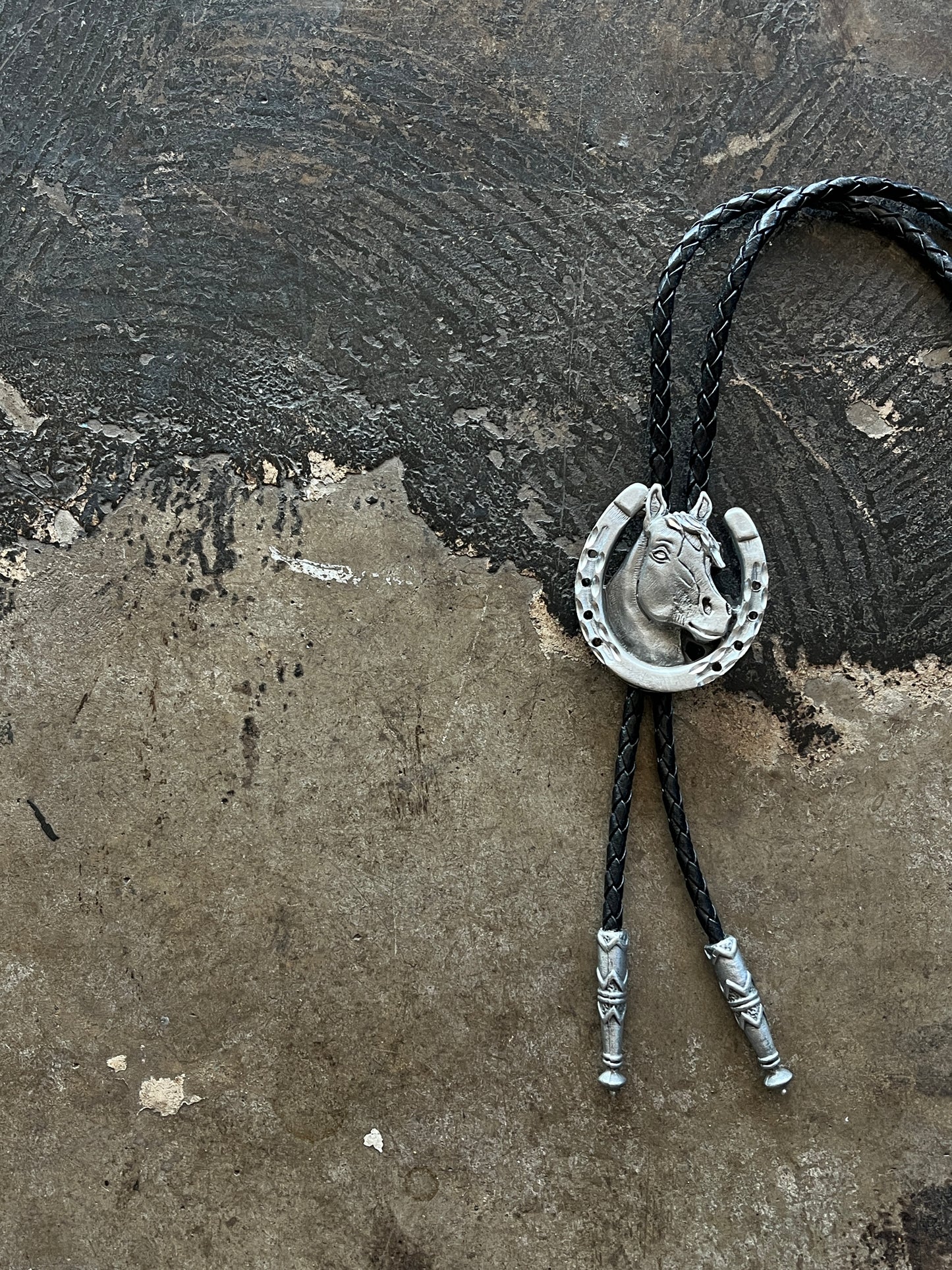 Silver Horse + Horseshoe Bolo
