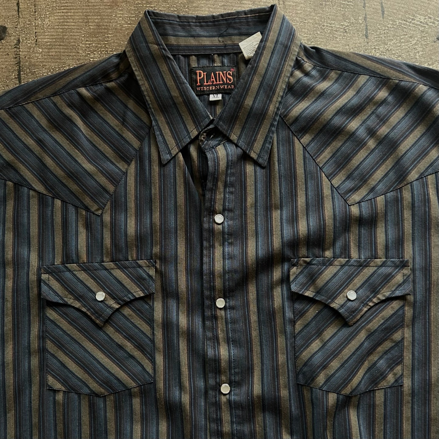 Blue + Green Striped Plains Pearl Snap