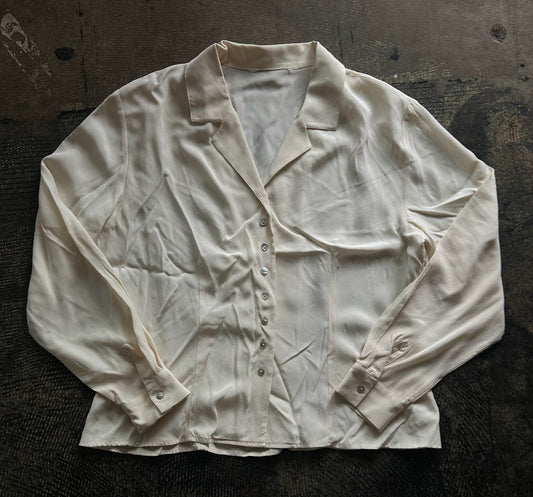 Cream Darted Button Up Blouse