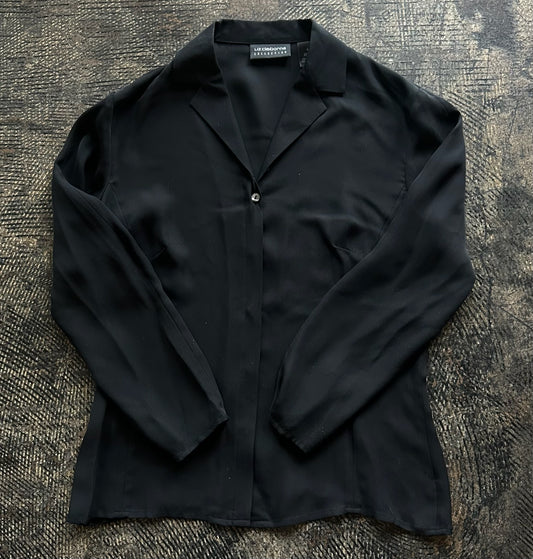 Black Silk Liz Claiborne Button Up Blouse
