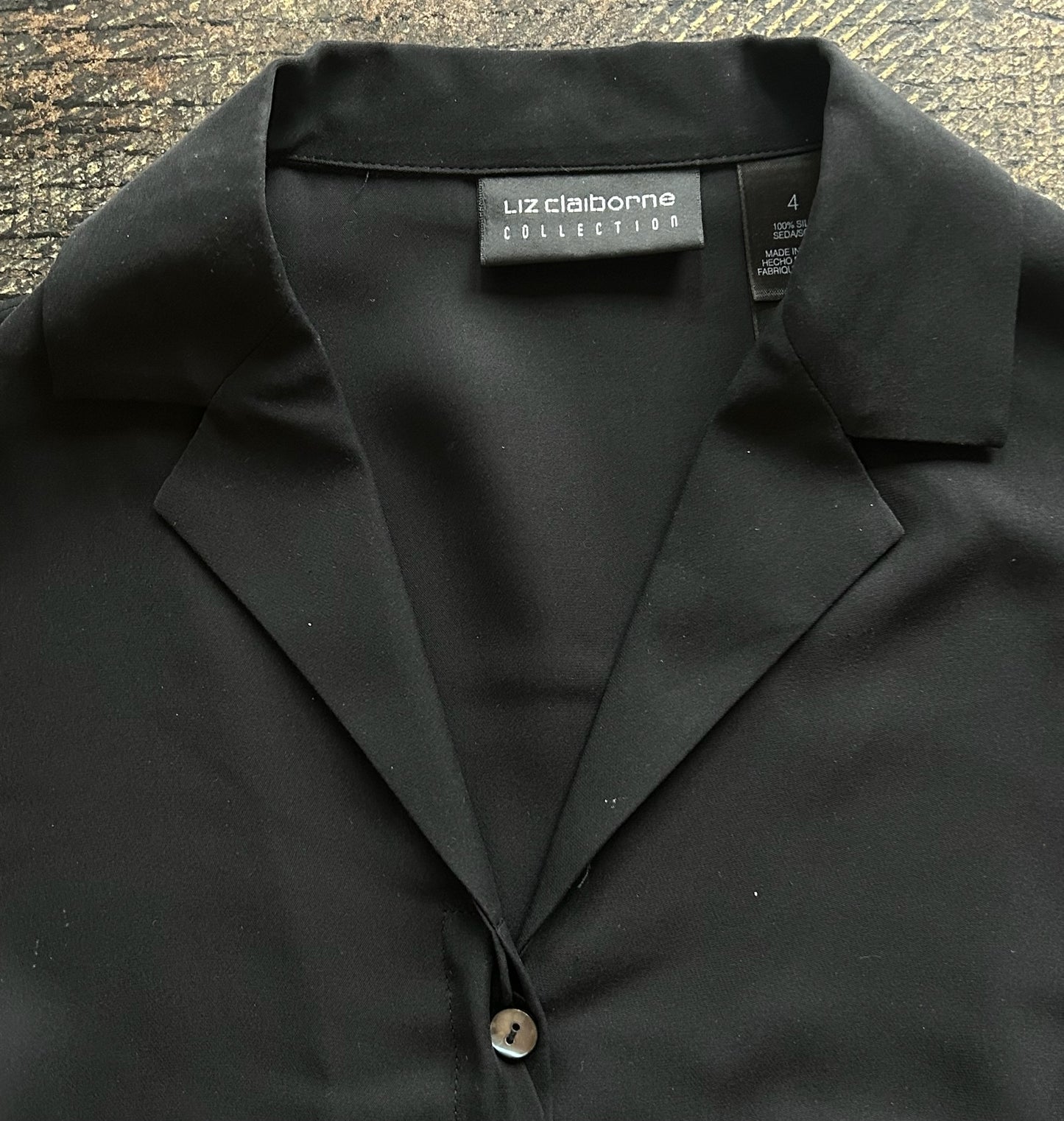 Black Silk Liz Claiborne Button Up Blouse