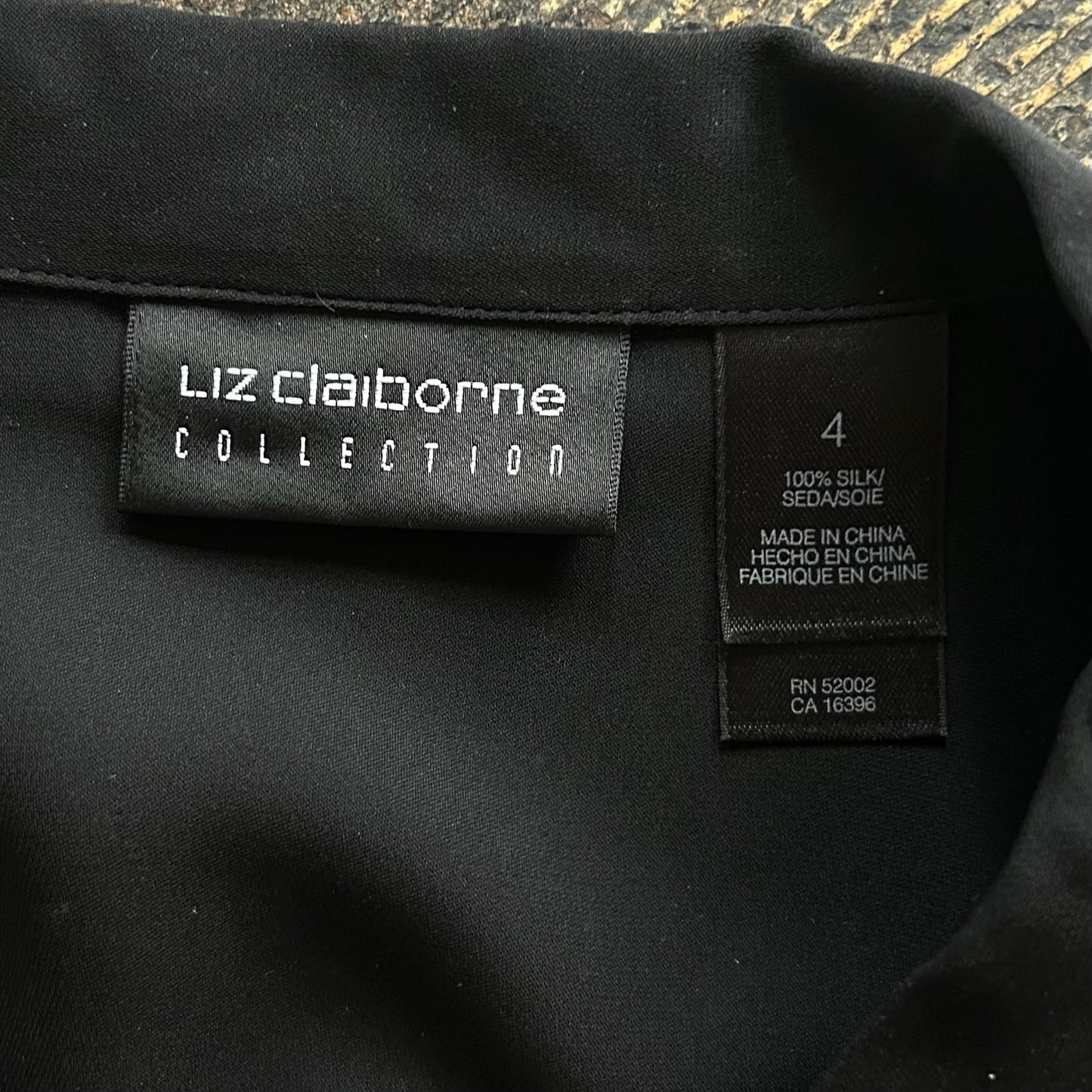 Black Silk Liz Claiborne Button Up Blouse