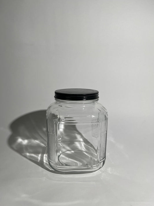 Large Black Top Glass Jar