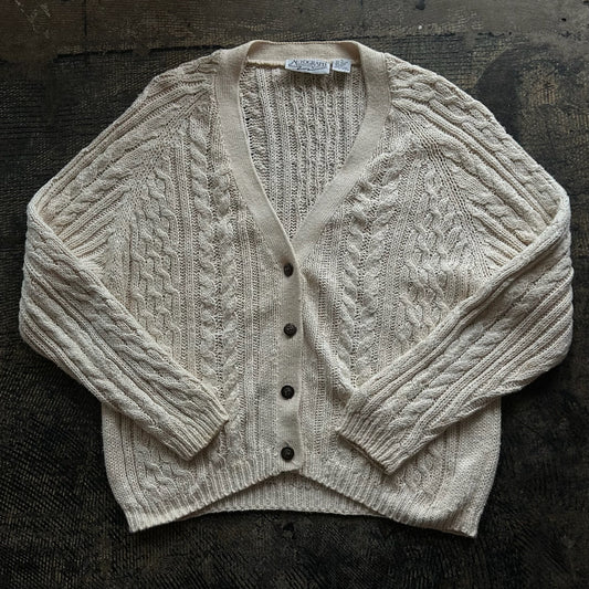 Cream Chunky Knit Button Up Cardigan