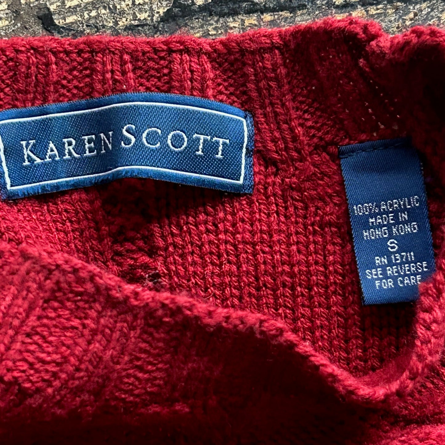 Dark Red Cable Knit Sweater