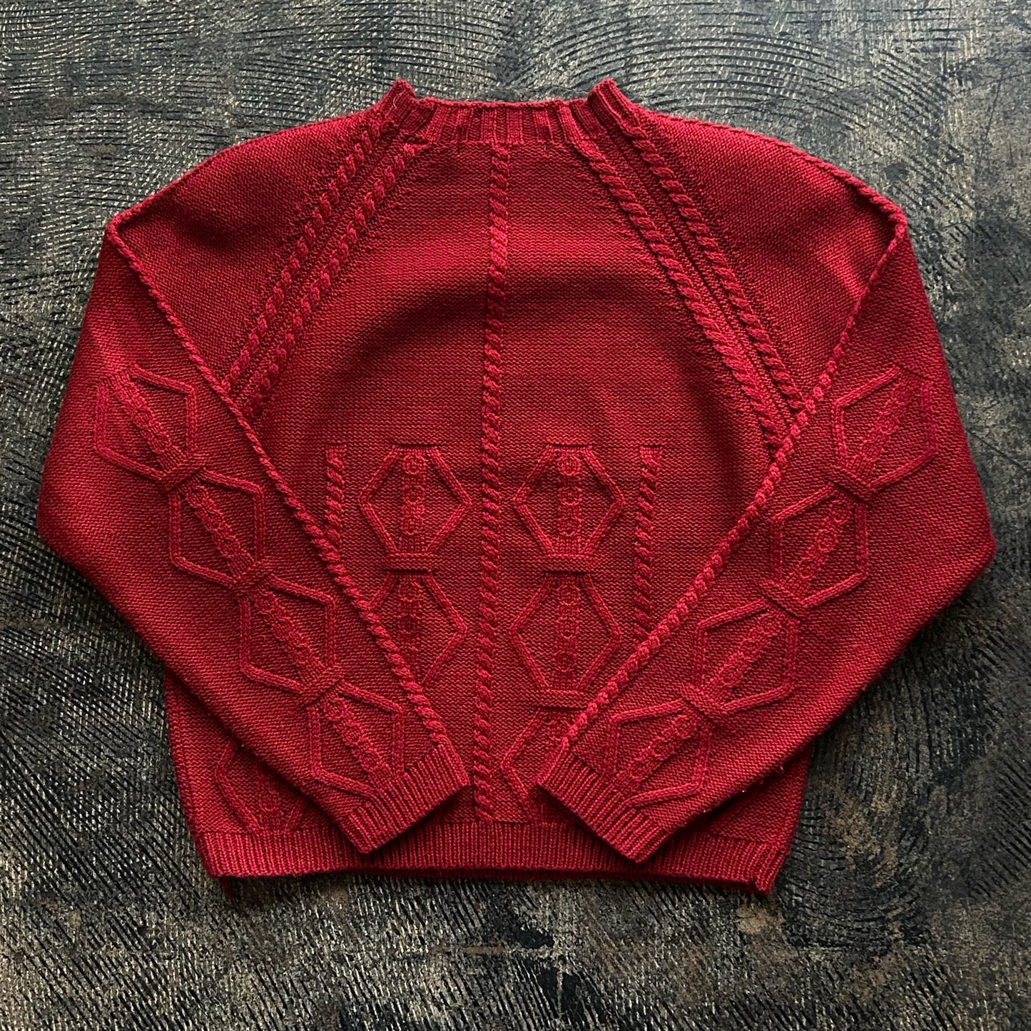 Dark Red Cable Knit Sweater