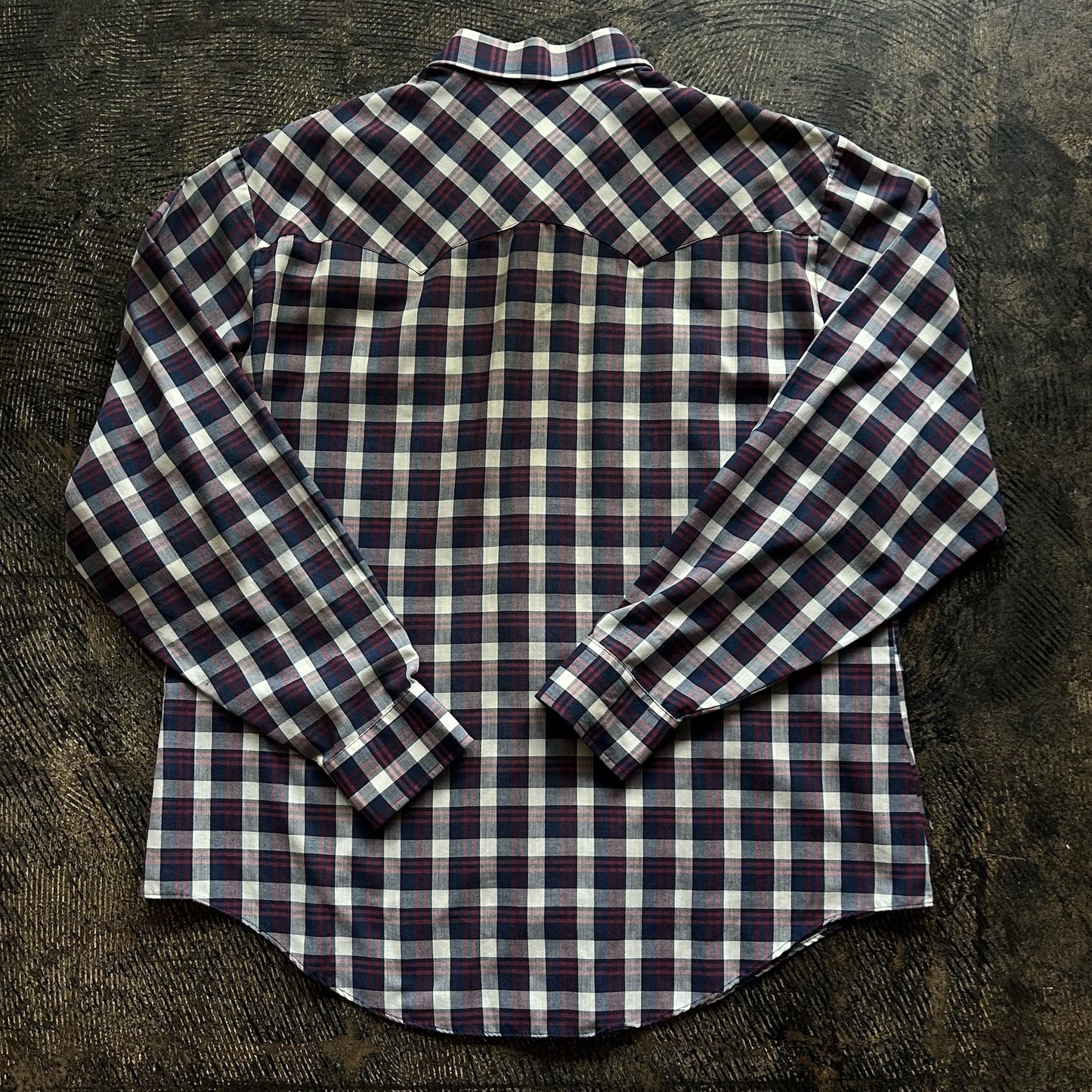 Plaid Navy + Red Levi Pearl Snap