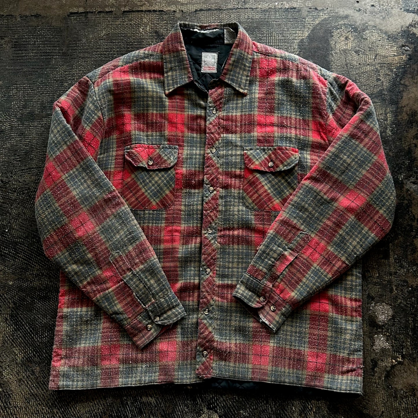 Red + Tan Flannel Shirt Jacket