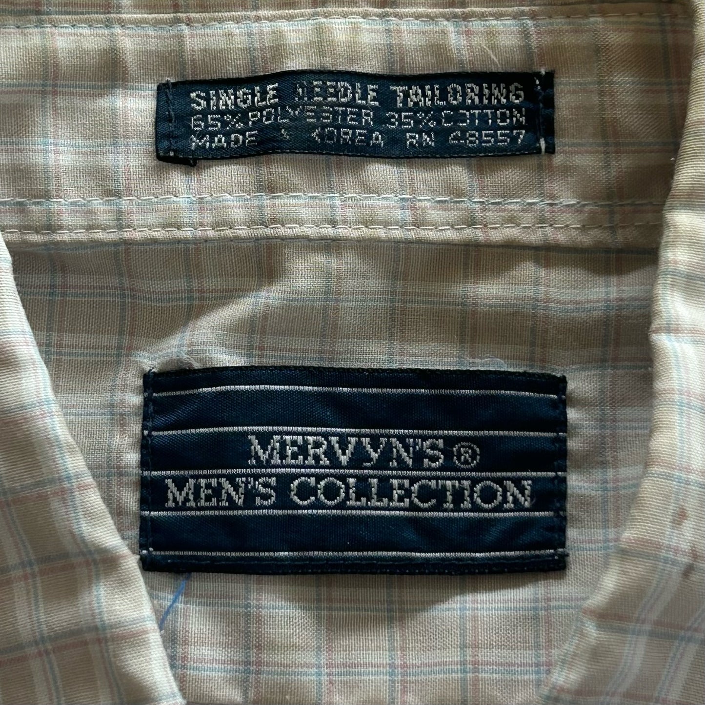 Beige + Pastel Plaid Short Sleeve Button Up