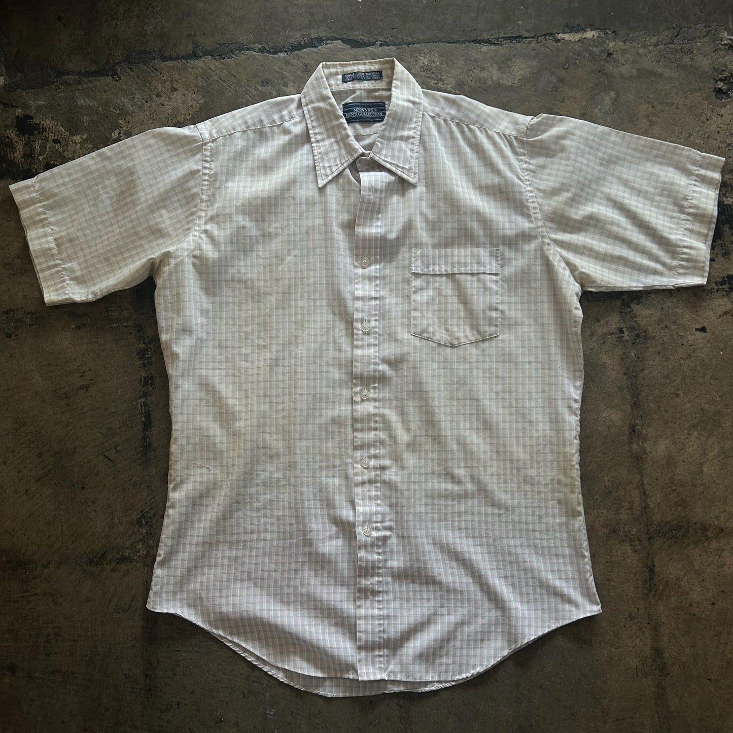 Beige + Pastel Plaid Short Sleeve Button Up