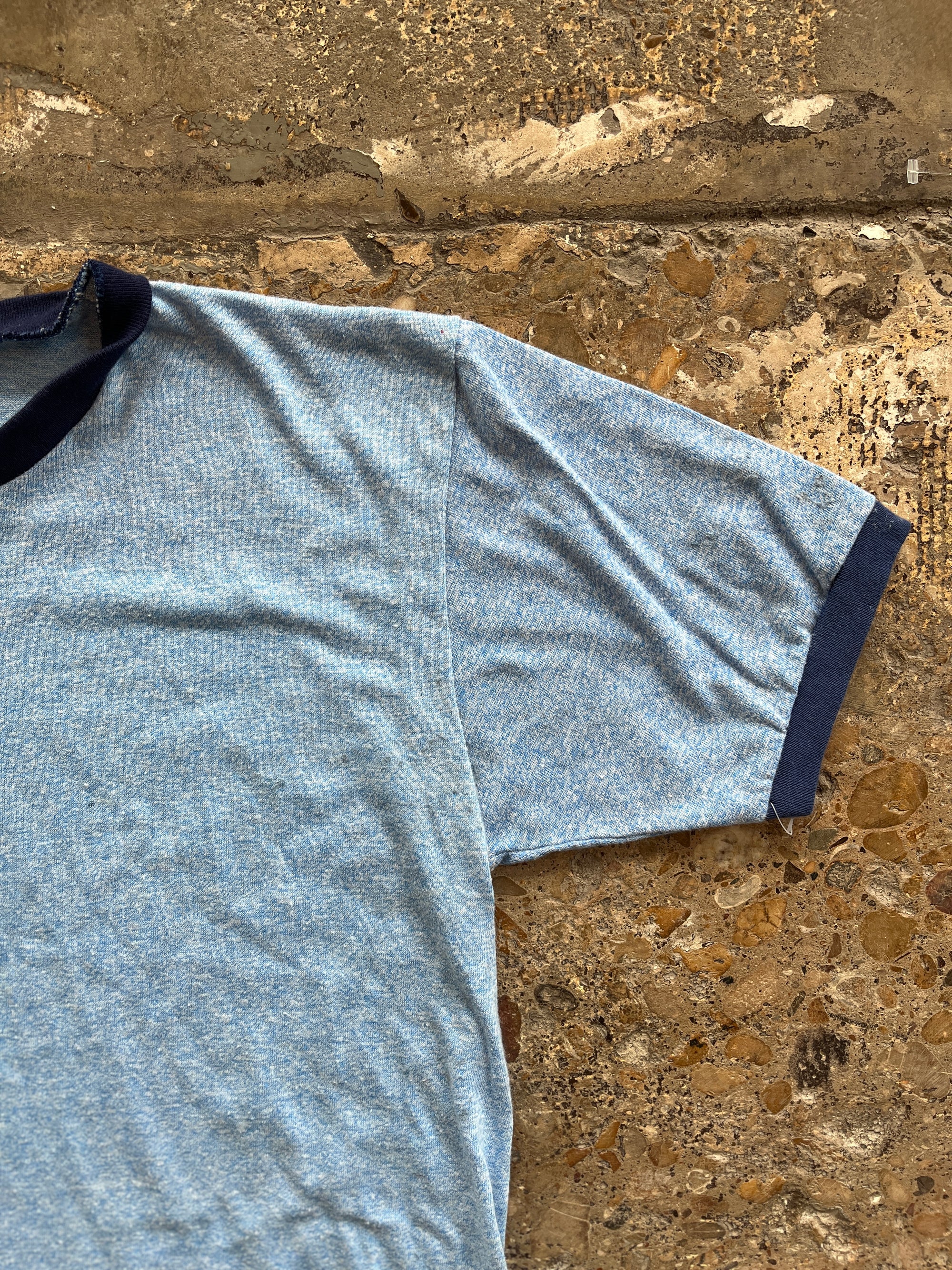 Heather Blue Blank Ringer Tee