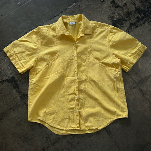 Palmetto Yellow Short Sleeve Button Up