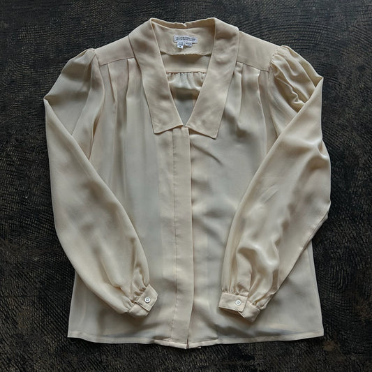 Cream Silk Neck Tie Blouse