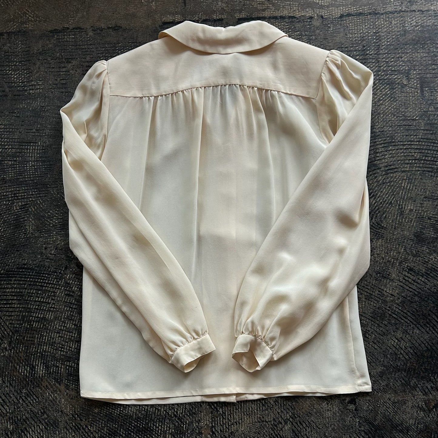Cream Silk Neck Tie Blouse