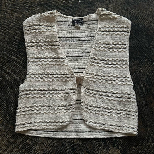 Cream Textured Tie Front Vest