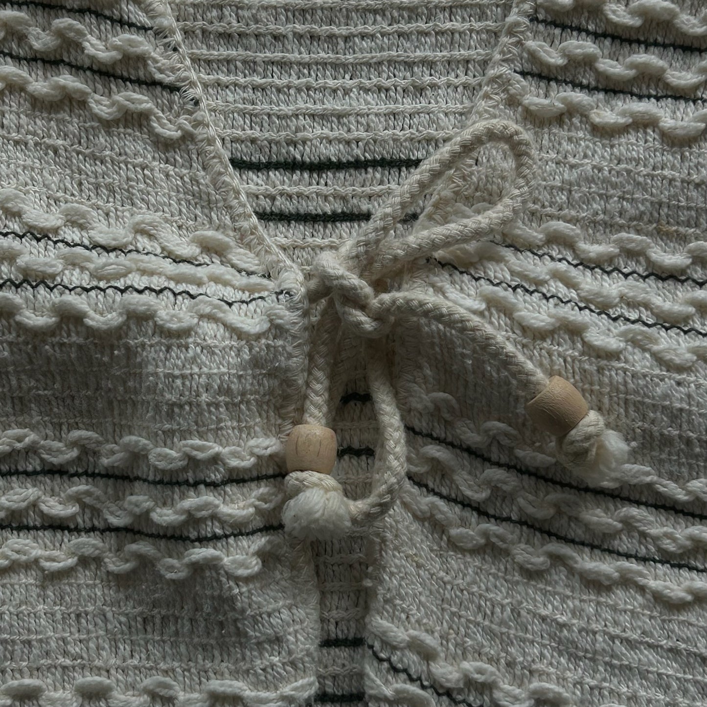Cream Textured Tie Front Vest