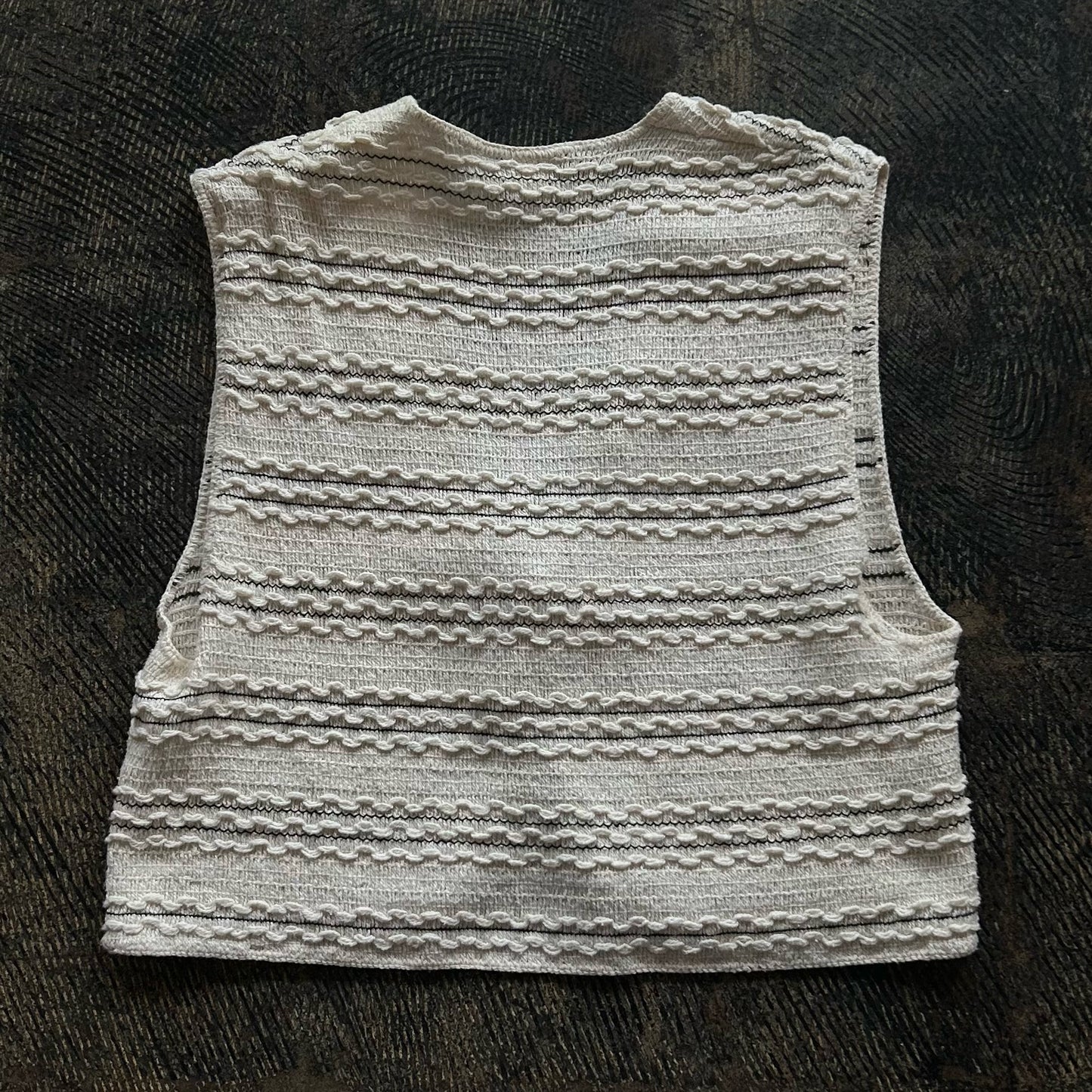 Cream Textured Tie Front Vest