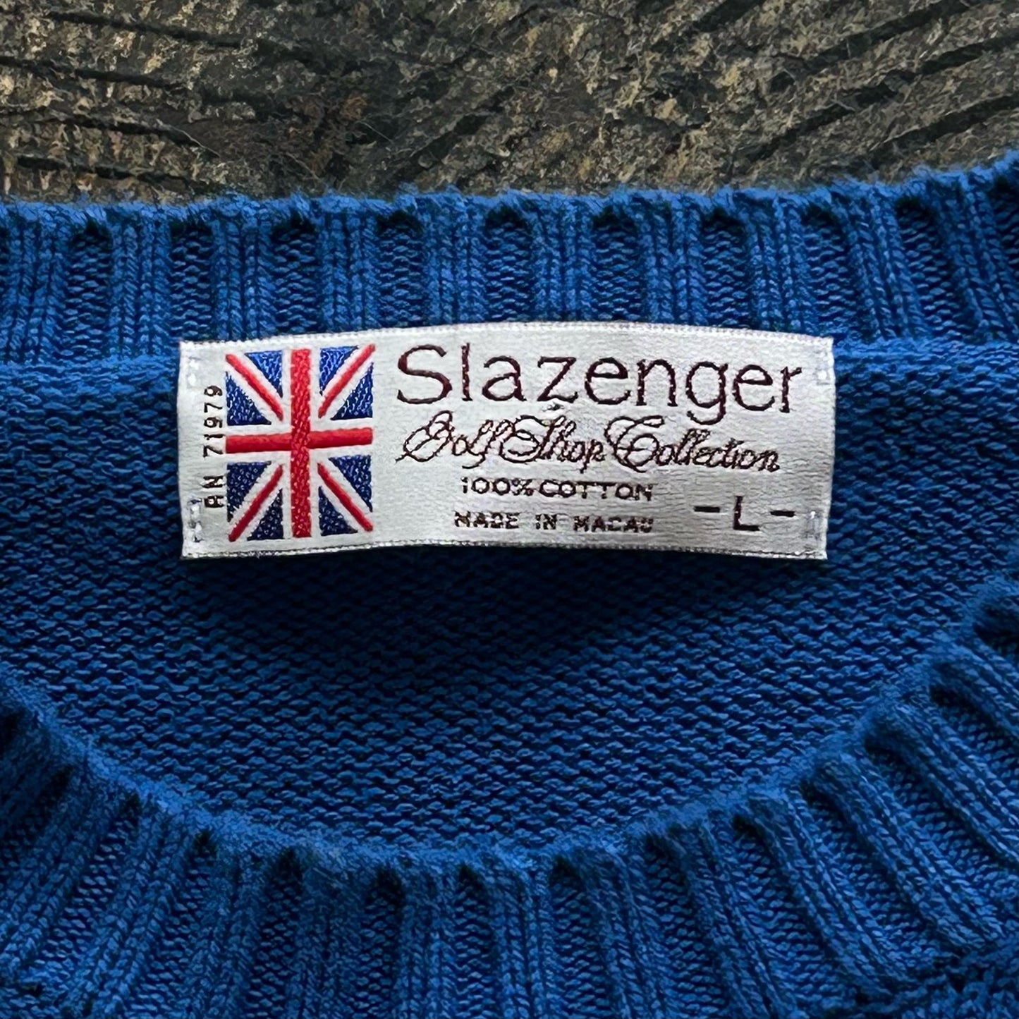 Blue Knit Golf Sweater