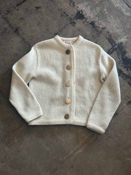 Large Button Cream Wool Sweater