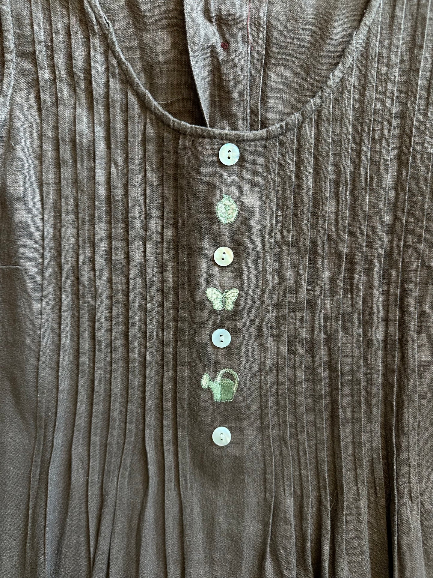 Mocha Garden Linen Sleeveless Dress