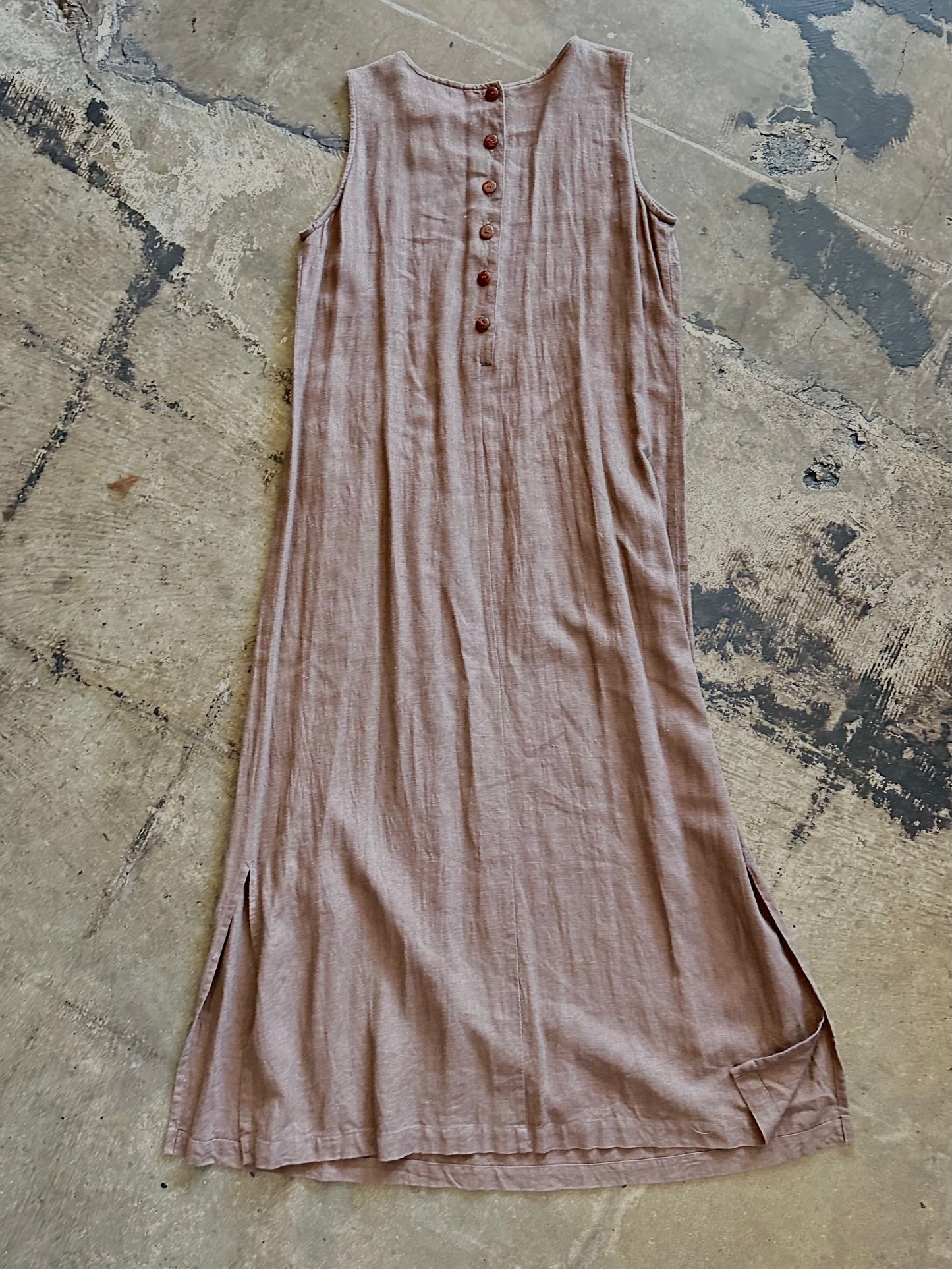 Mocha Garden Linen Sleeveless Dress