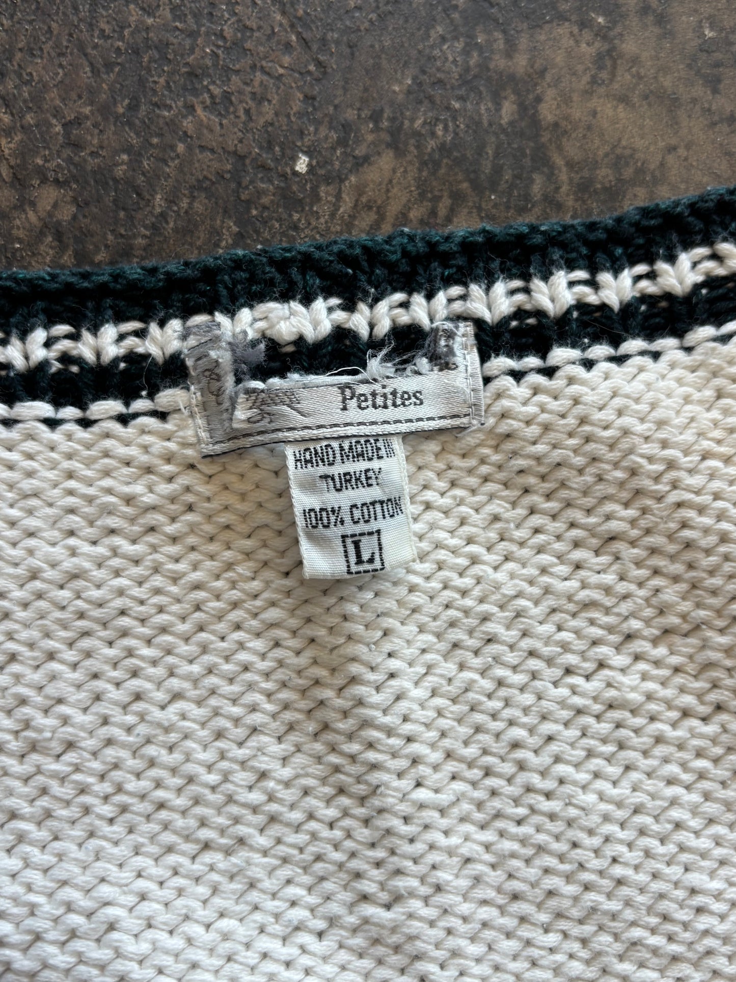 Cream + Navy V Neck Sweater Vest