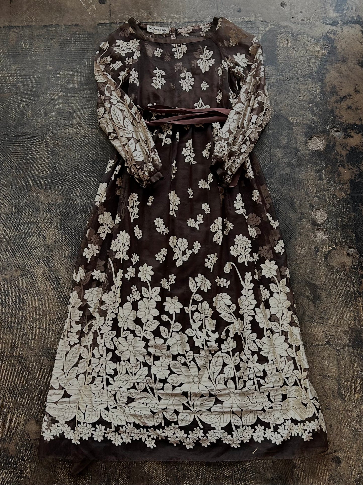 Brown Floral Layered Dress