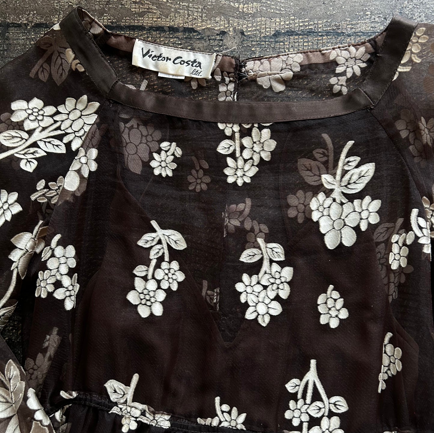 Brown Floral Layered Dress