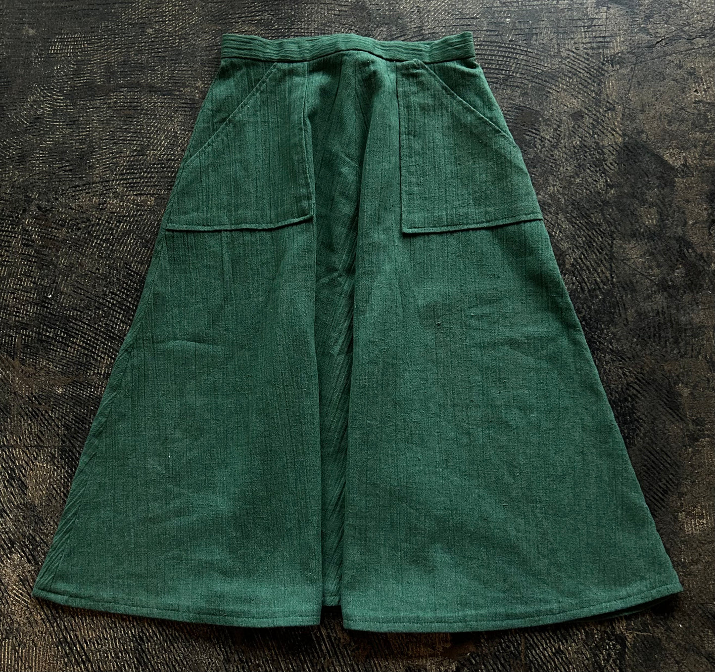 Handmade Green Linen Skirt Set