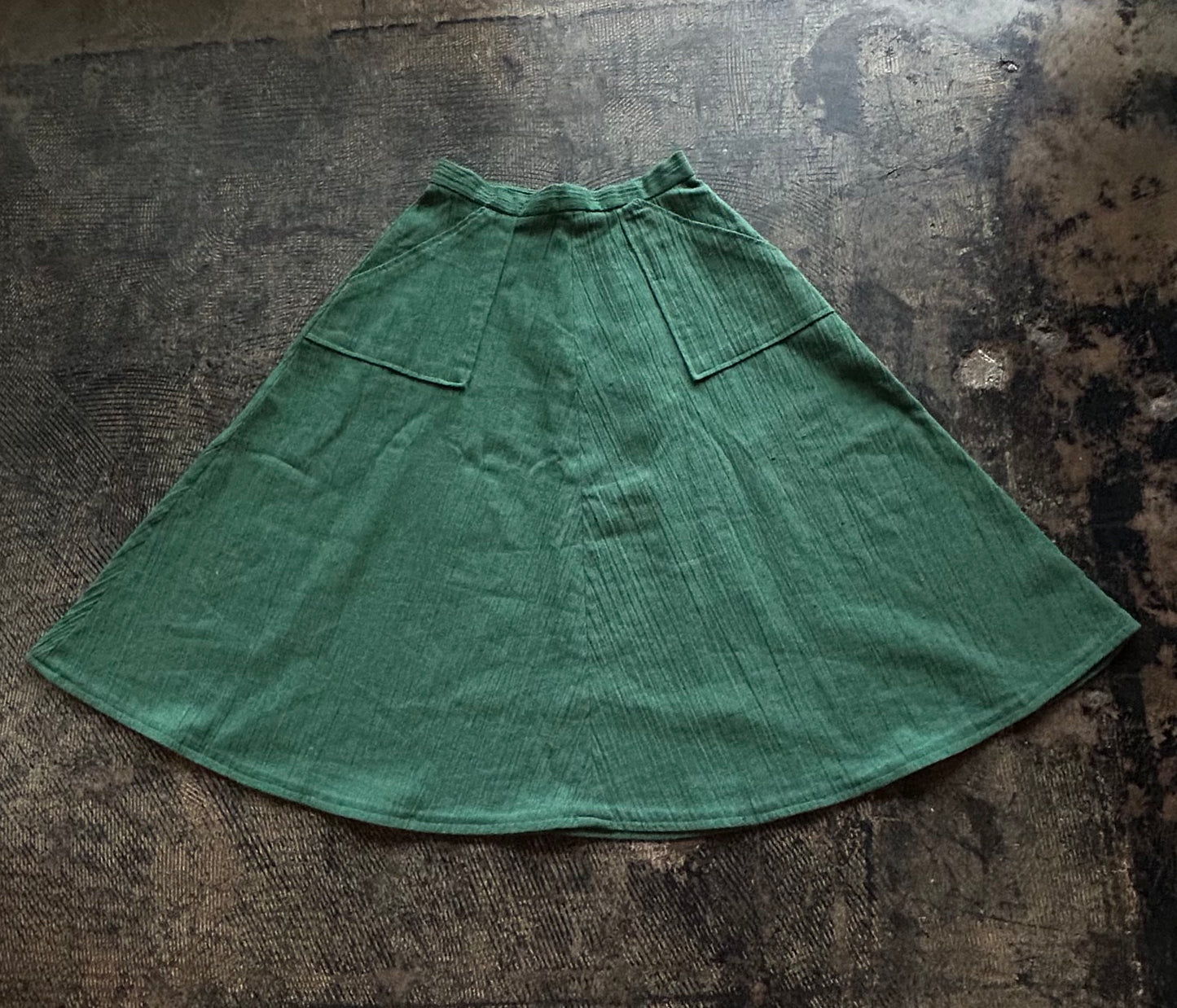 Handmade Green Linen Skirt Set