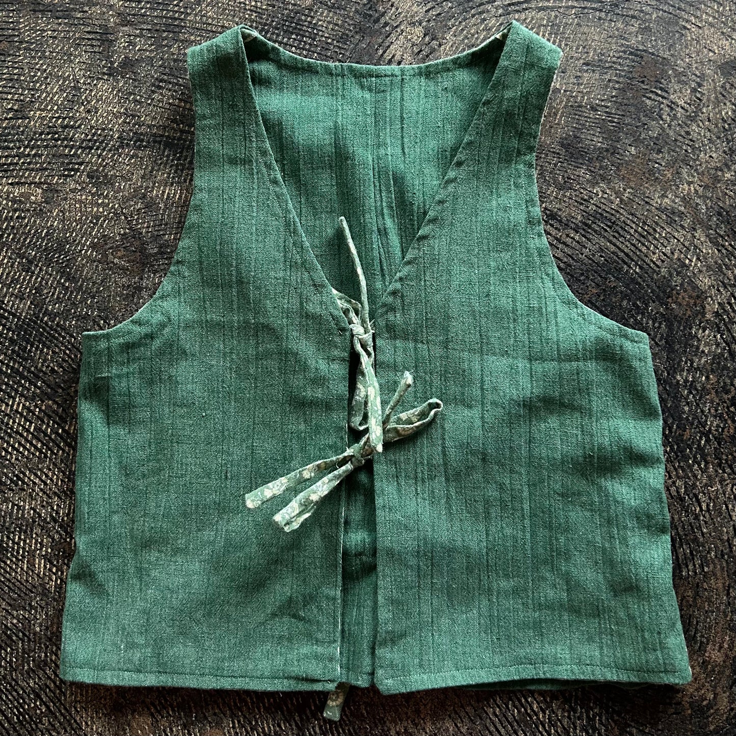 Handmade Green Linen Skirt Set