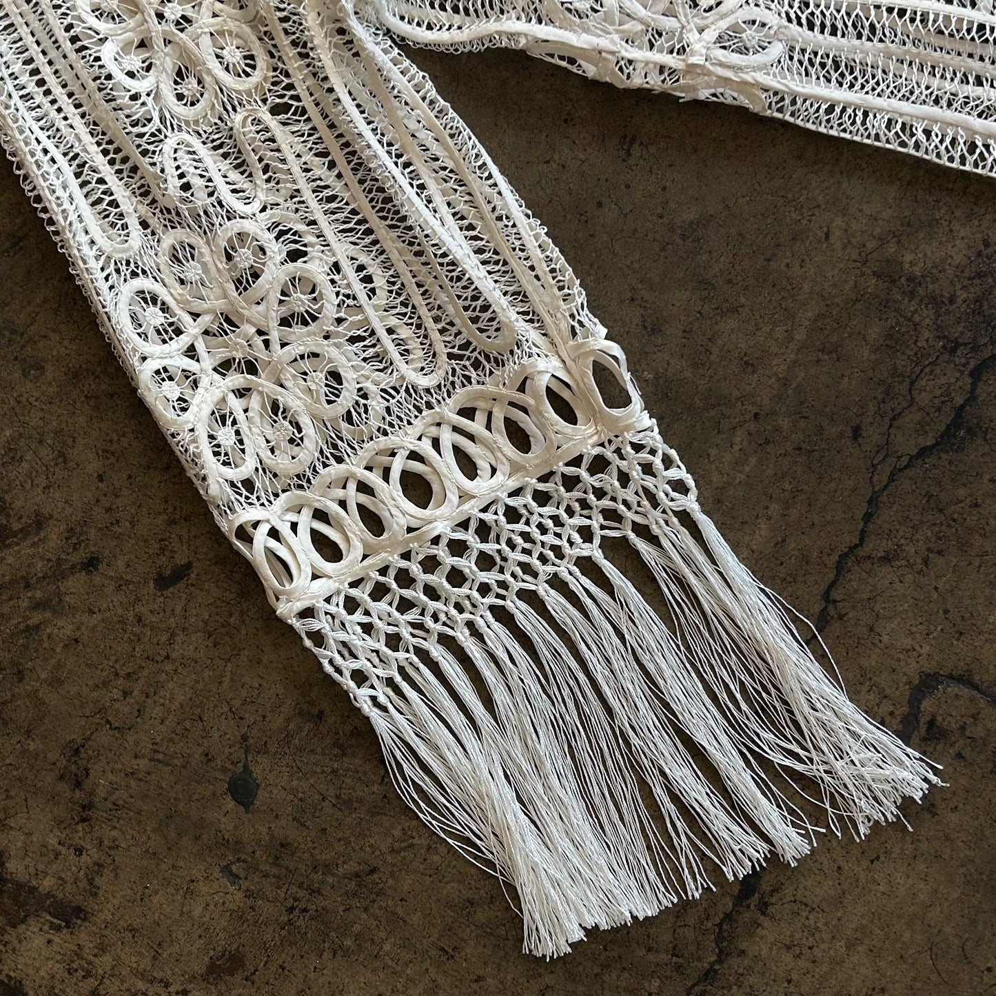 White Fringe Knit 2 Piece Blouse