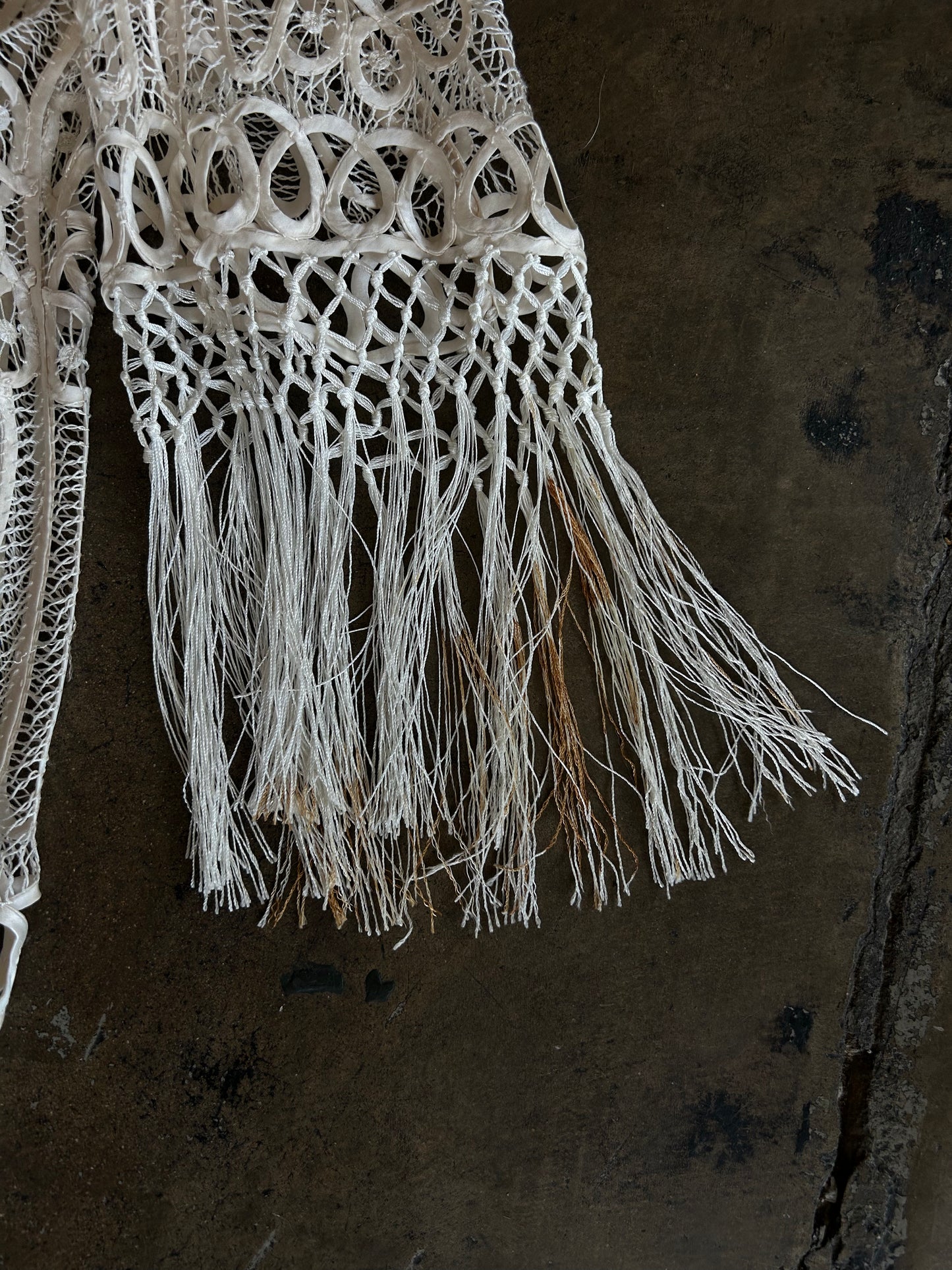 White Fringe Knit 2 Piece Blouse