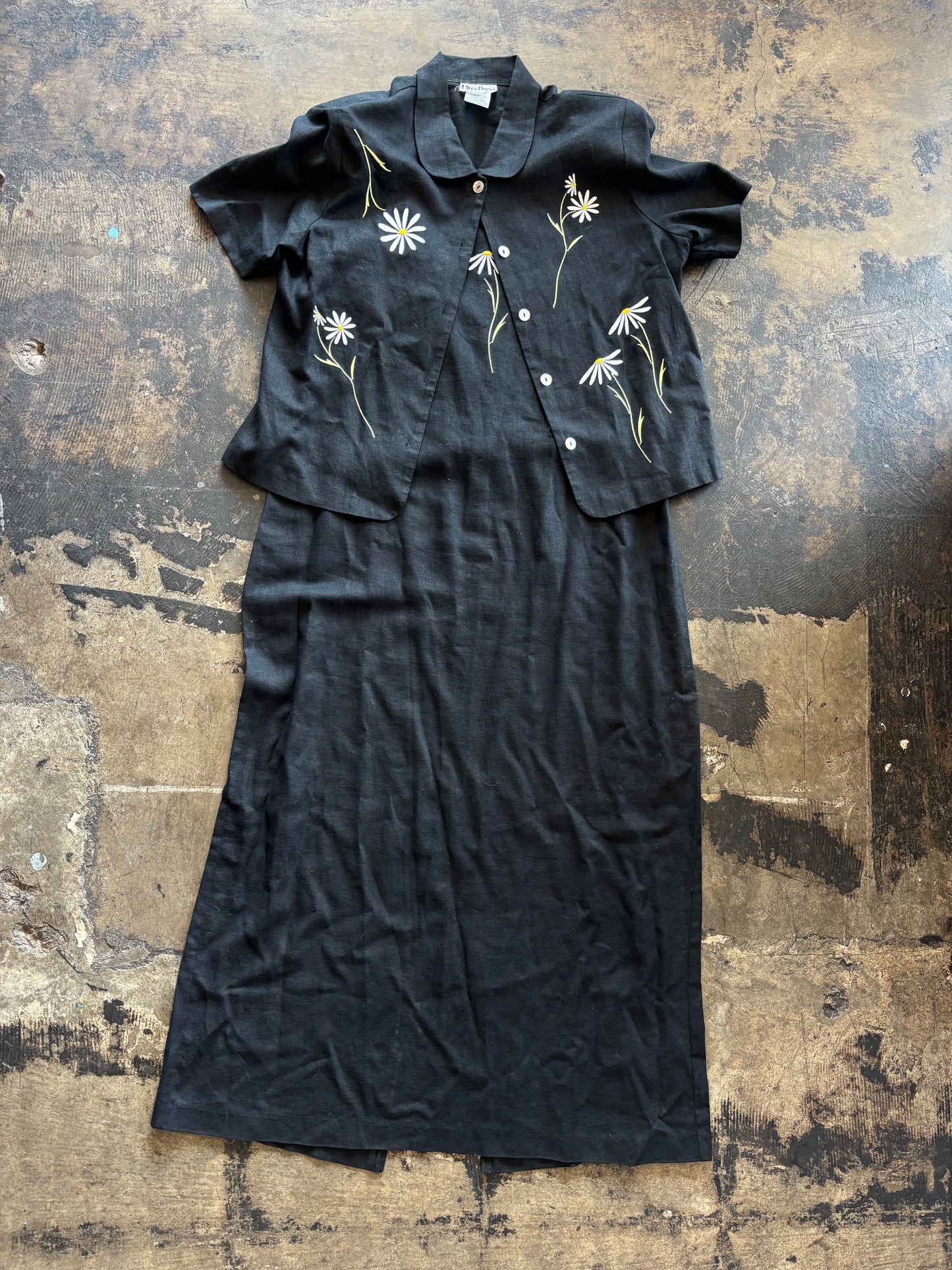 Black Daisy Maxi Dress Set