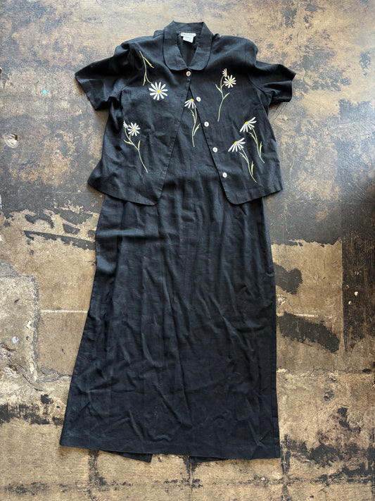 Black Daisy Maxi Dress Set